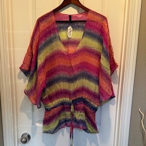 Vix Multicolor Women's Blouse with Drawstring